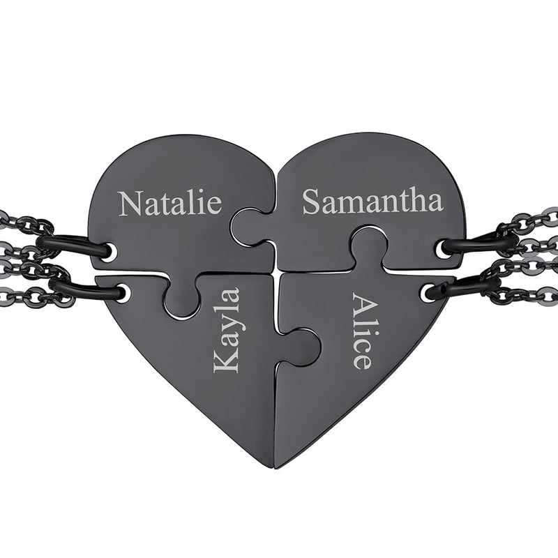 Personalized Heart Puzzle Matching Necklaces for Couples Mom Daughter Bff