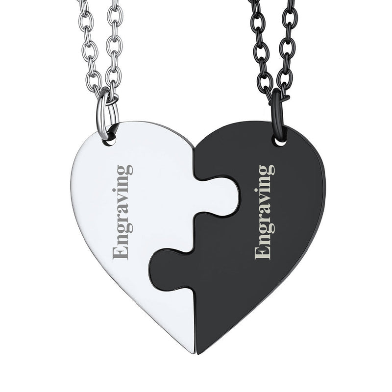 Personalized Heart Puzzle Matching Necklaces for Couples Mom Daughter Bff