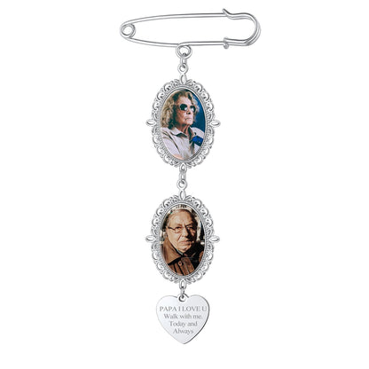 Customized Memorial Picture Charms Brooch Pins for Wedding