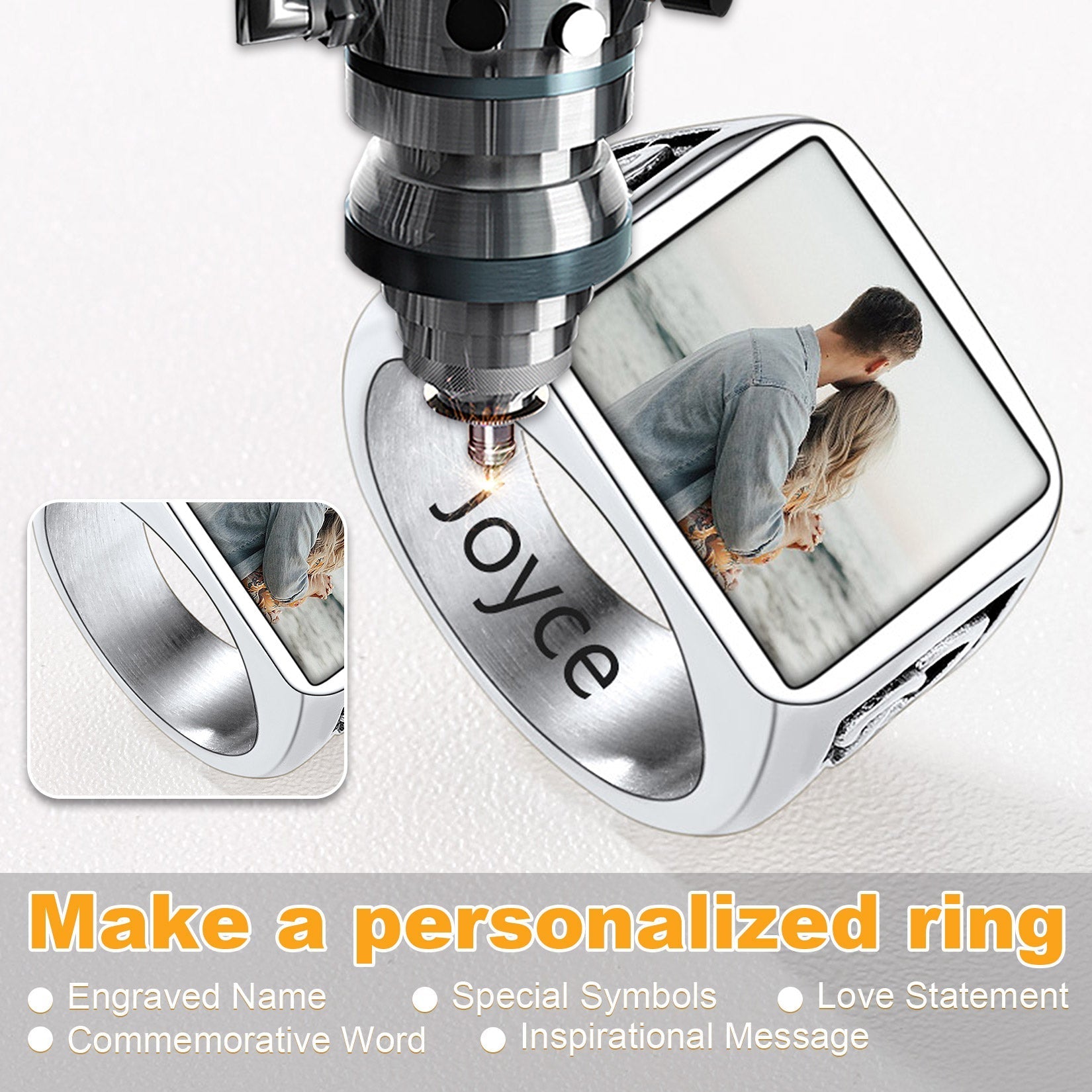 Personalized Custom Photo Ring With Knot for