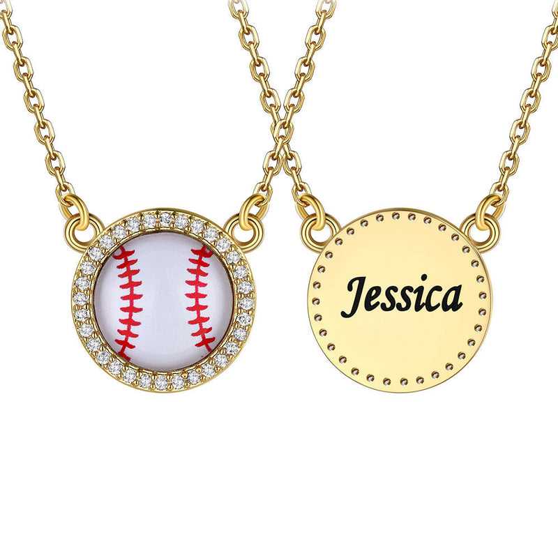 Custom Cz Sports Pendant Necklace With Name Tag for Fans Athlete