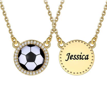 Custom Cz Sports Pendant Necklace With Name Tag for Fans Athlete