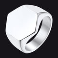 Custom Text Stainless Steel Hexagon Signet Ring Gift for Dad