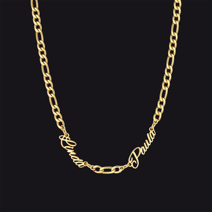 Customized Name Necklace With 3mm Width Figaro Chain , Father's Day Gifts