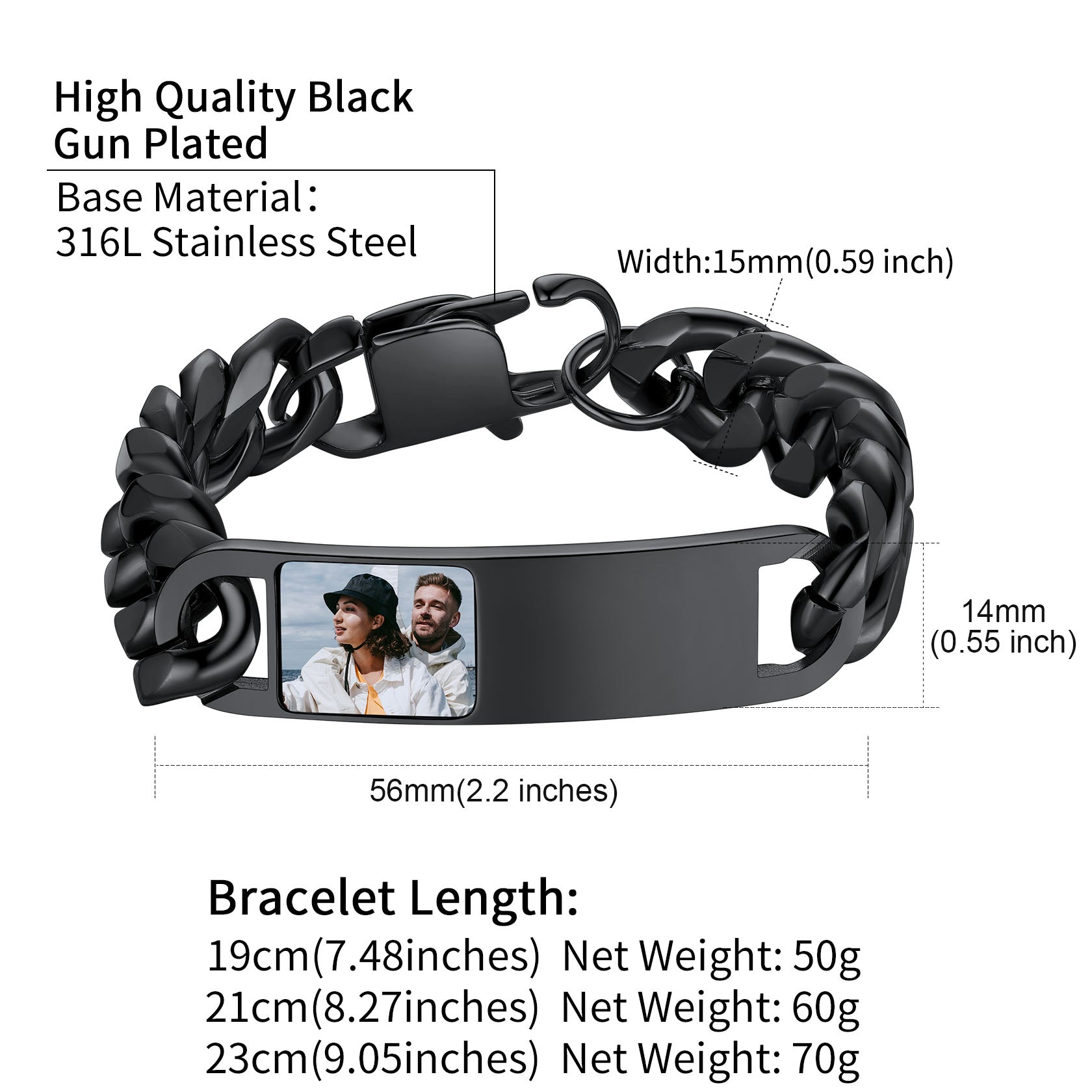 Customized Photo Cuban Chain Link Bracelet for