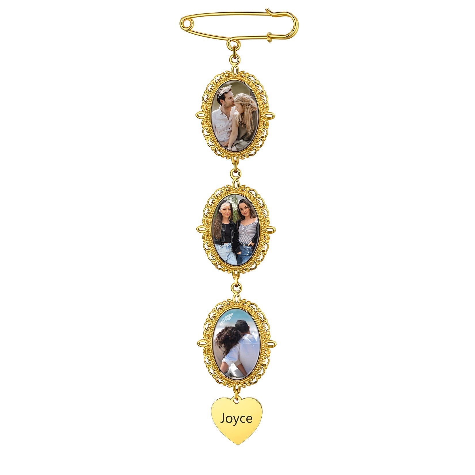 Customized Memorial Picture Charms Brooch Pins for Wedding