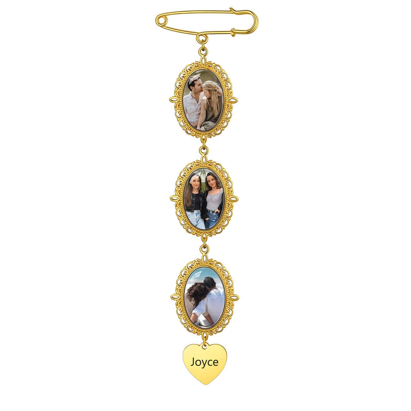Customized Memorial Picture Charms Brooch Pins for Wedding