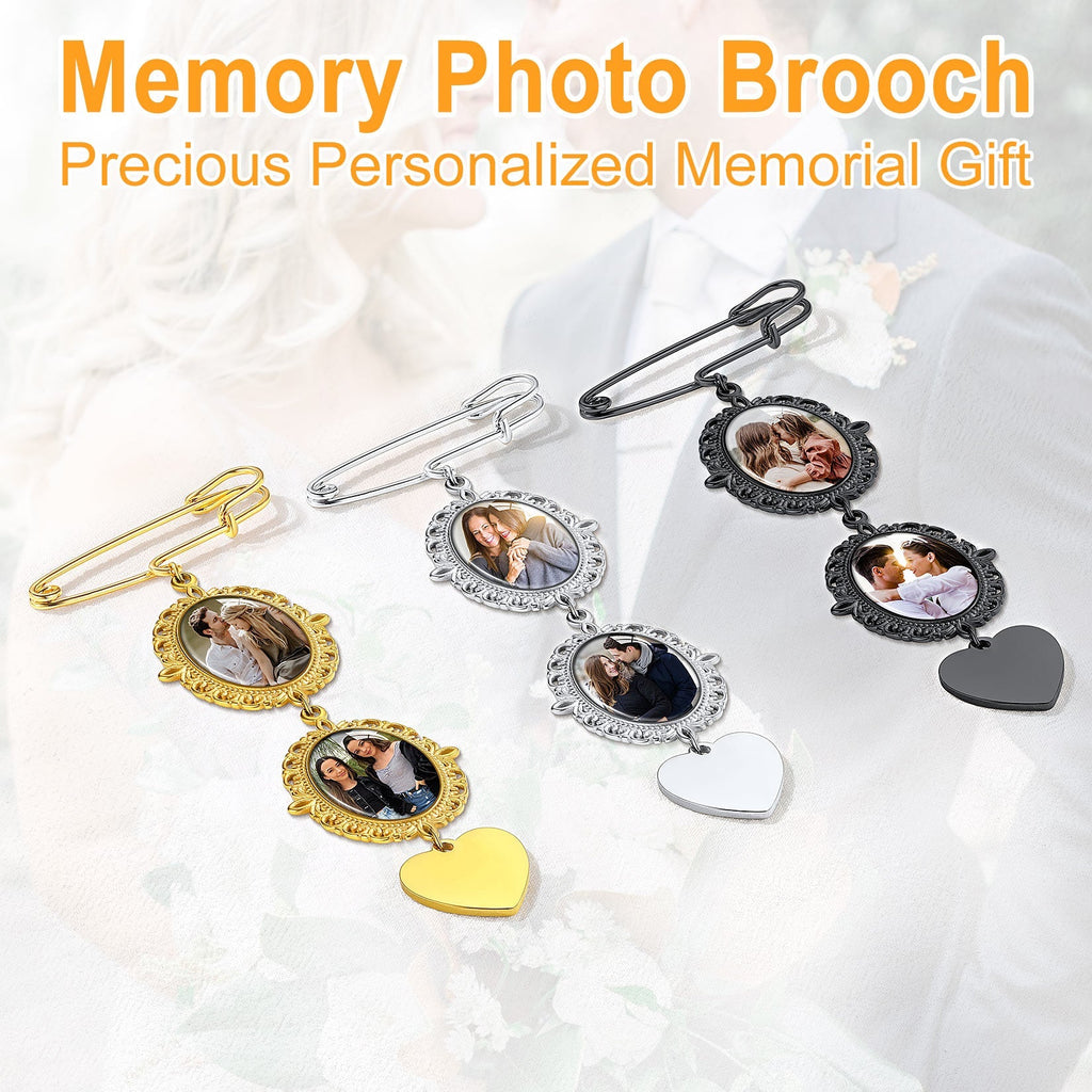 Customized Memorial Picture Charms Brooch Pins for Wedding