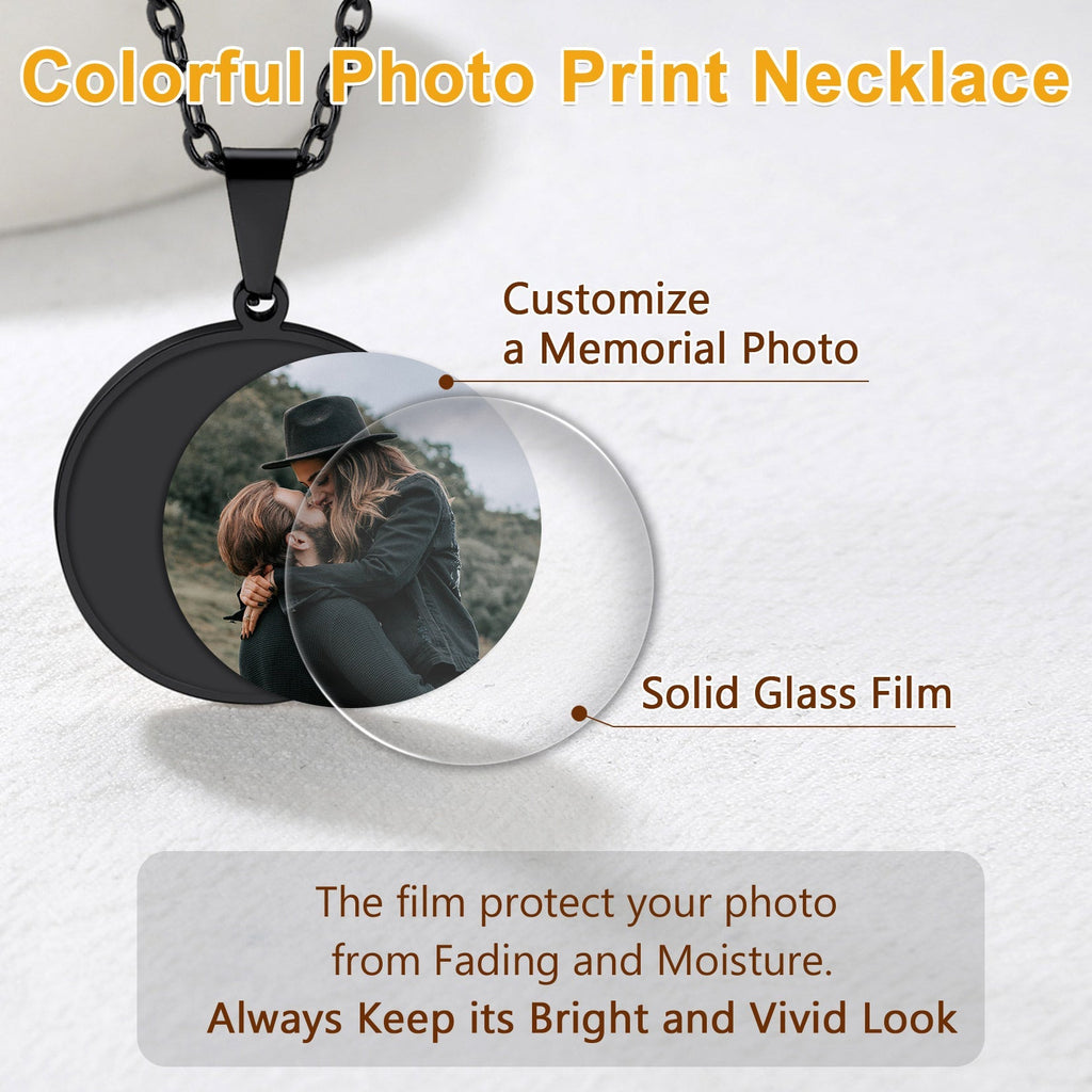 Customized Round Picture Necklace Memorial Gift for
