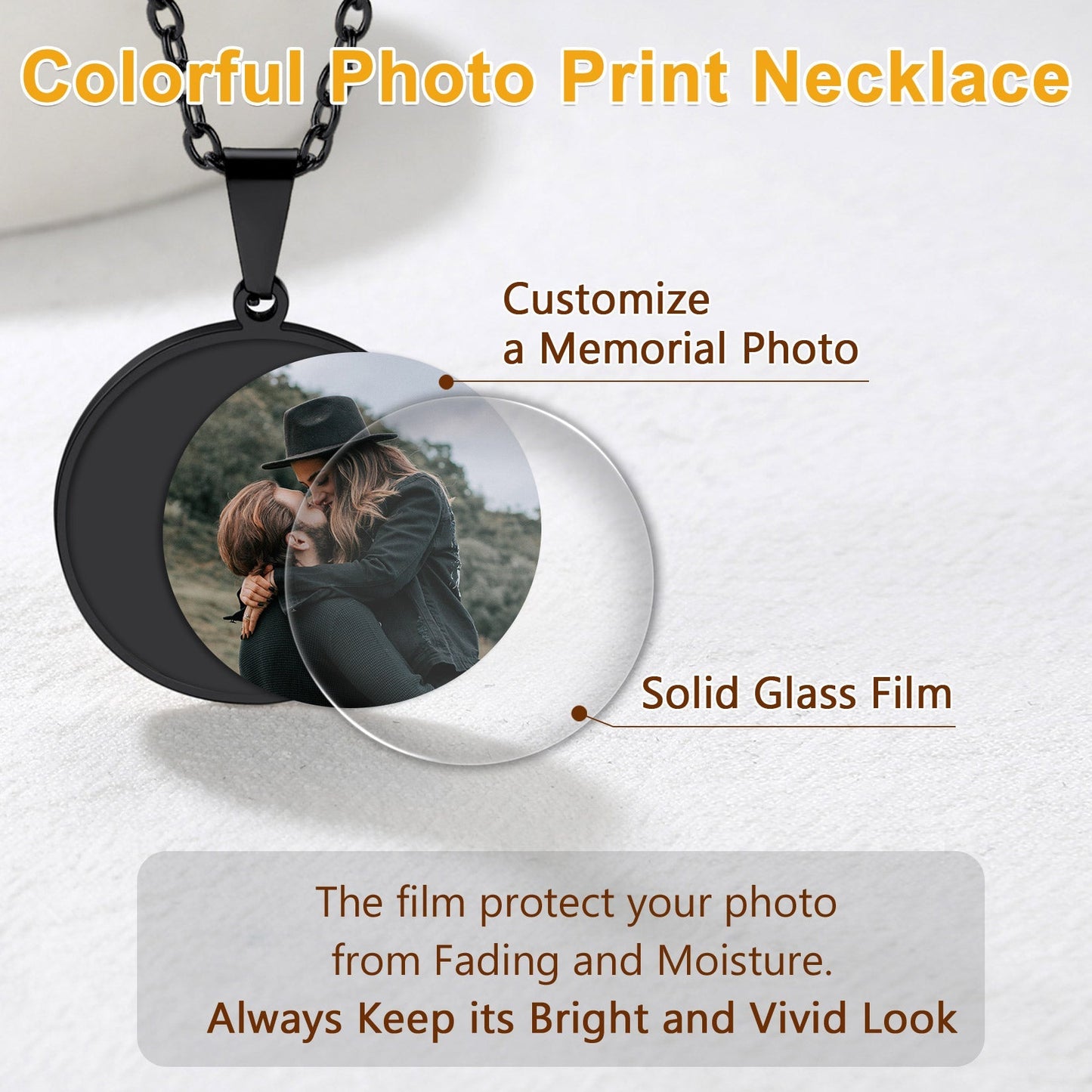 Customized Round Picture Necklace Memorial Gift for