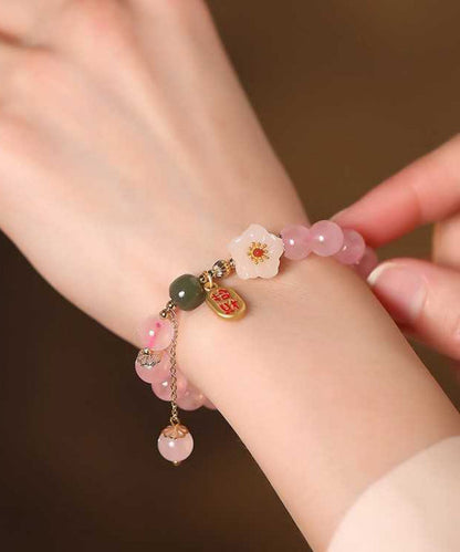 Crystal Charm Alloy Silver Pink Peach Sterling Blossom