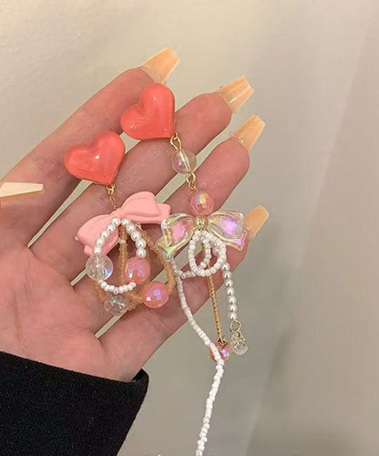Red Alloy Acrylic Resin Coloured Glaze Tassel Drop Earrings