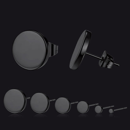 6 Pairs Punk Round Stud Earrings Set for