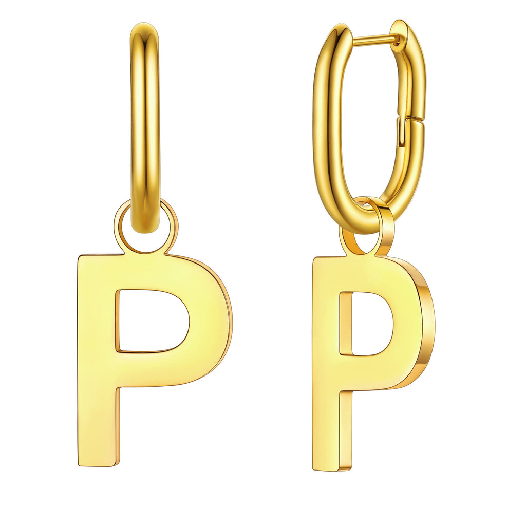 Hypoallergenic Initial Letter Dangle Earrings for