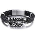 Punk Scorpion Black Braided Leather Bracelet Bangle Gift for Son Grandson