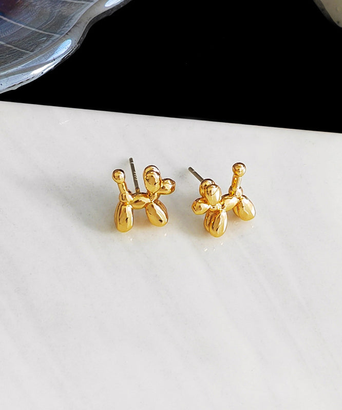 Diy Gold Plated Little Dog Stud Earrings
