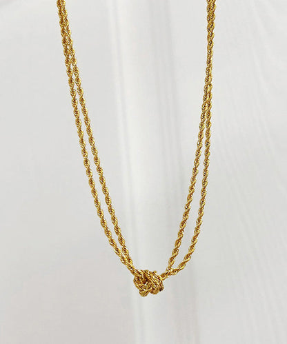 Diy Gold Stainless Steel Double Layer Fried Dough Twists Necklace Yd023
