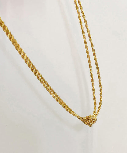 Diy Gold Stainless Steel Double Layer Fried Dough Twists Necklace Yd023