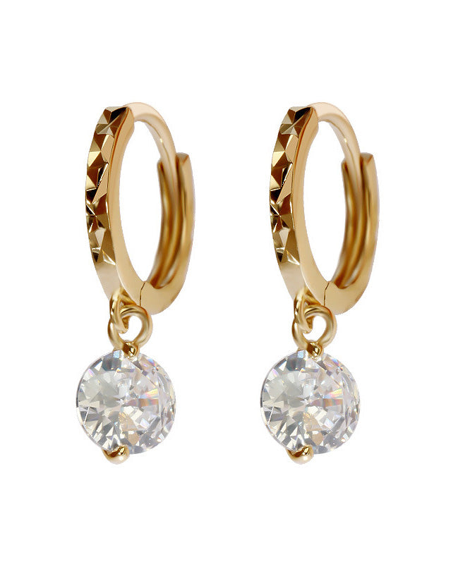Diy Gold Sterling Silver Inlaid Zircon Hoop Earrings