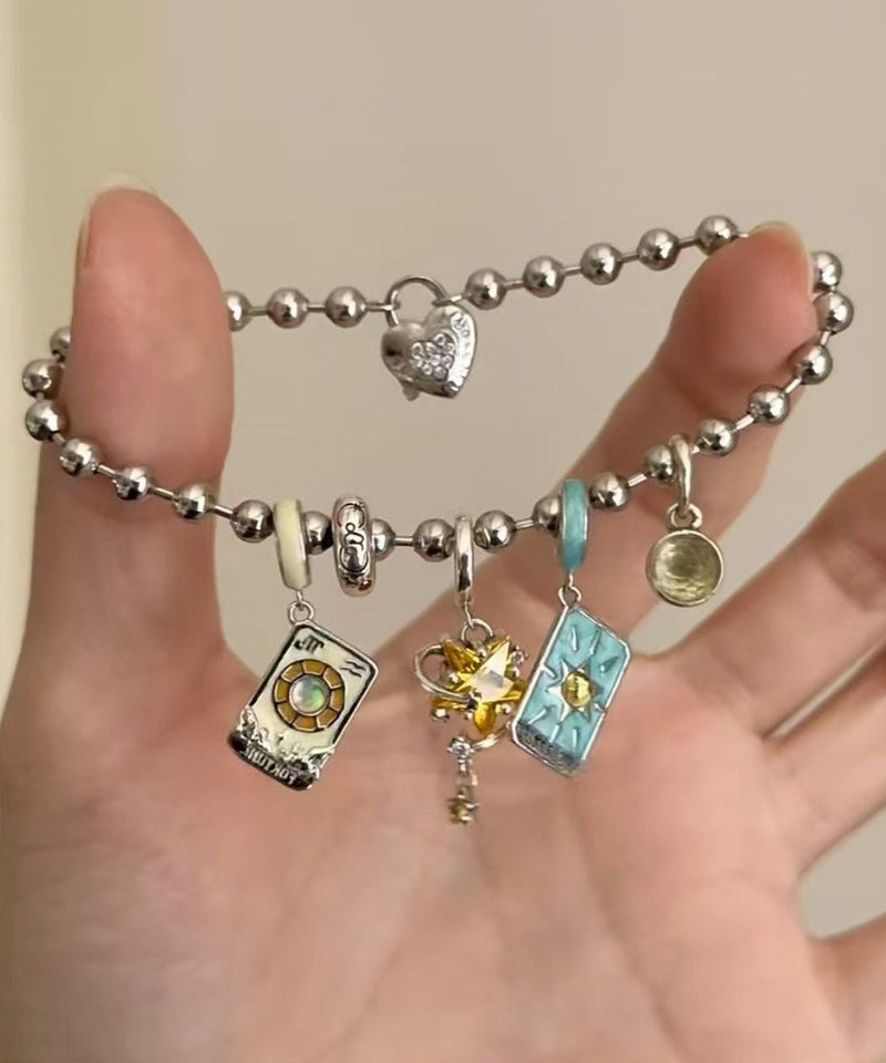 Diy Silk Stainless Steel the Sun, the Moon and the Stars Charm Bracelet