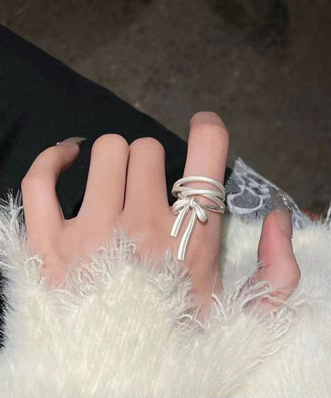 Diy Silk Sterling Silver Bow Silk Ribbon Rings Gh1034