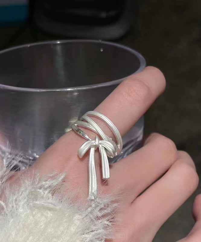 Diy Silk Sterling Silver Bow Silk Ribbon Rings Gh1034