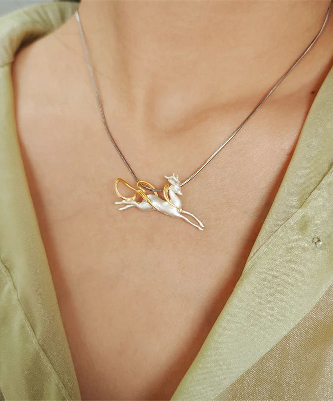 Diy Silk Sterling Silver Nine Colored Deer Pendant Necklace Ii025