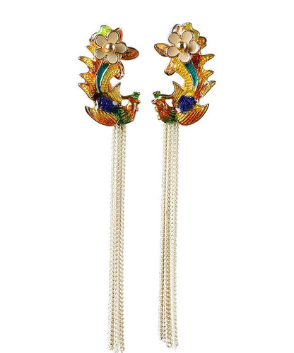 Diy Sterling Silver Cloisonne Tassel Drop Earrings