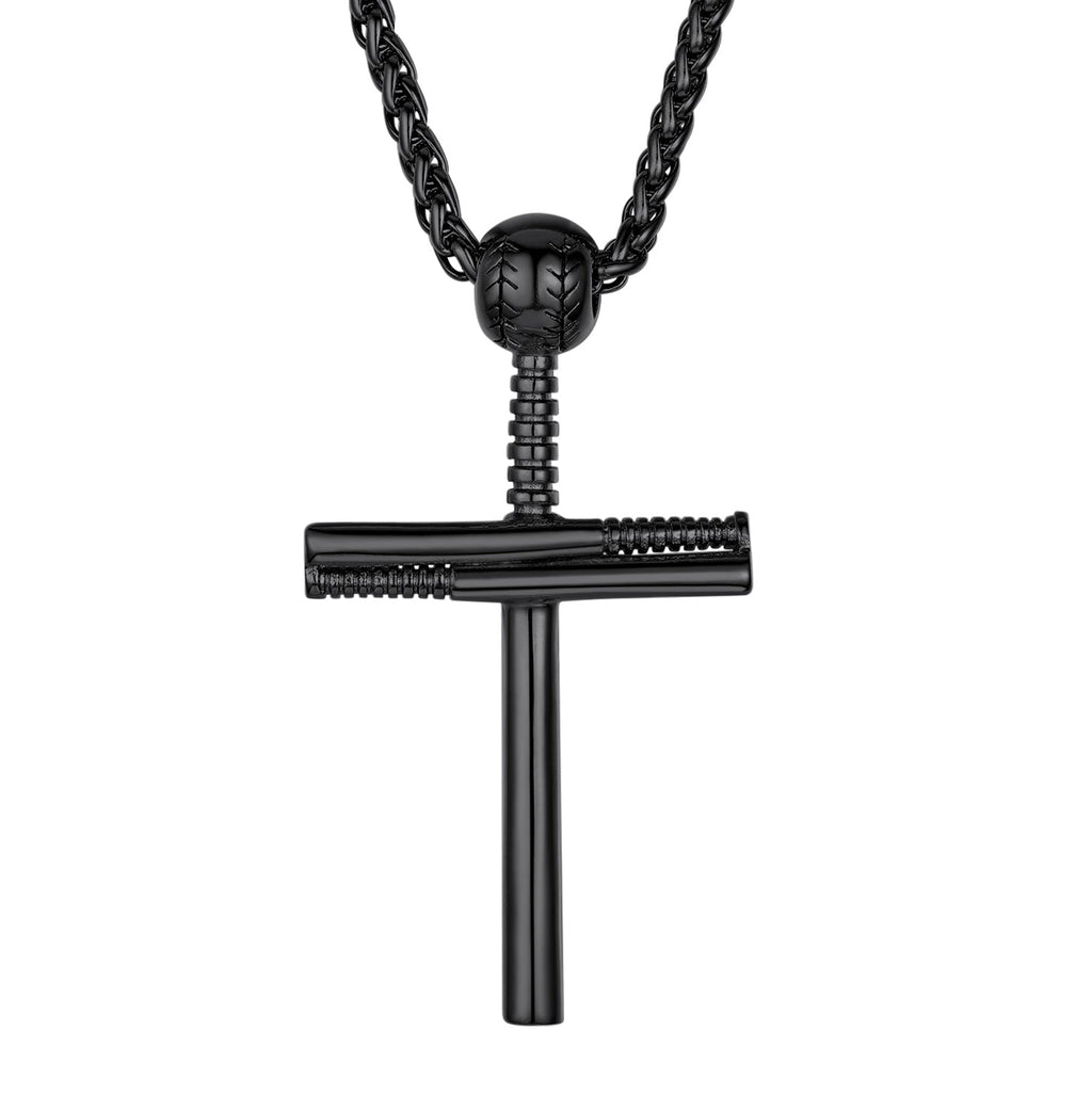 Baseball Bat Cross Necklace Sport Pendant for