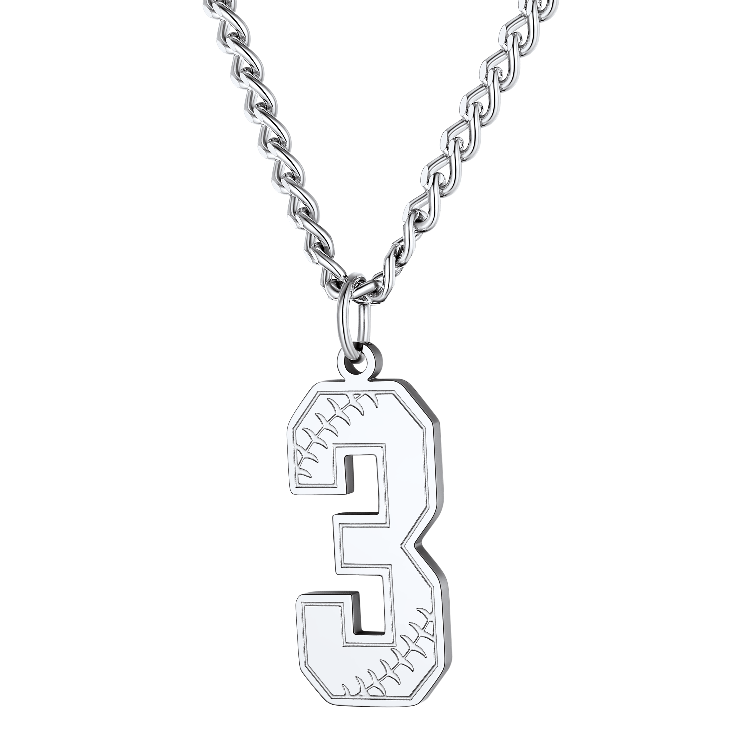 Custom Baseball Jersey Number Pendant Necklace for