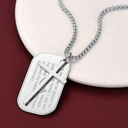 Customized Engraved Dog Tag Necklace With Cross
