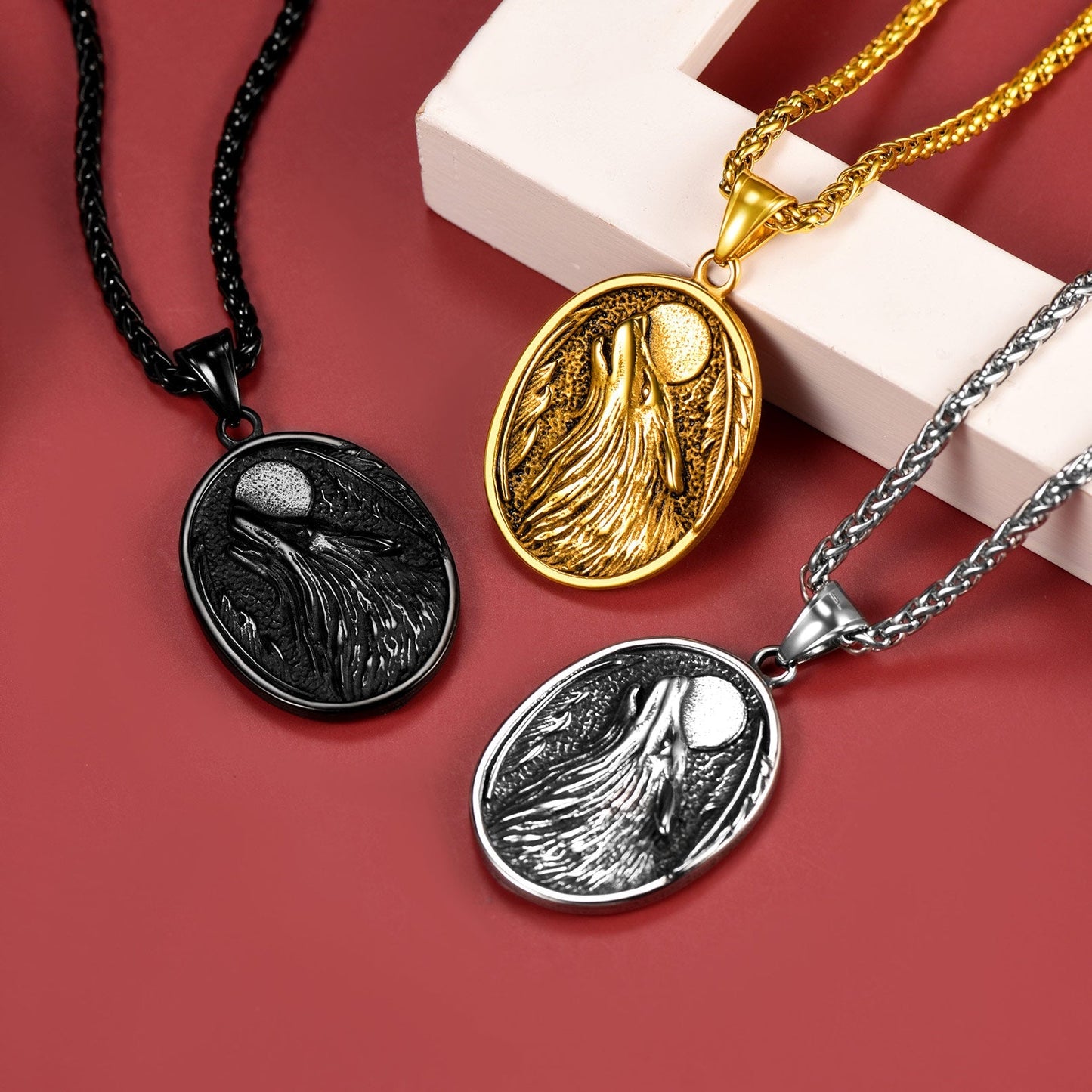 Norse Viking Wolf Pendant Necklace for
