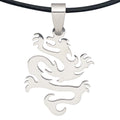 Dragonweave Steel Dragon Pendant Necklace on Adjustable Black Leather Cord