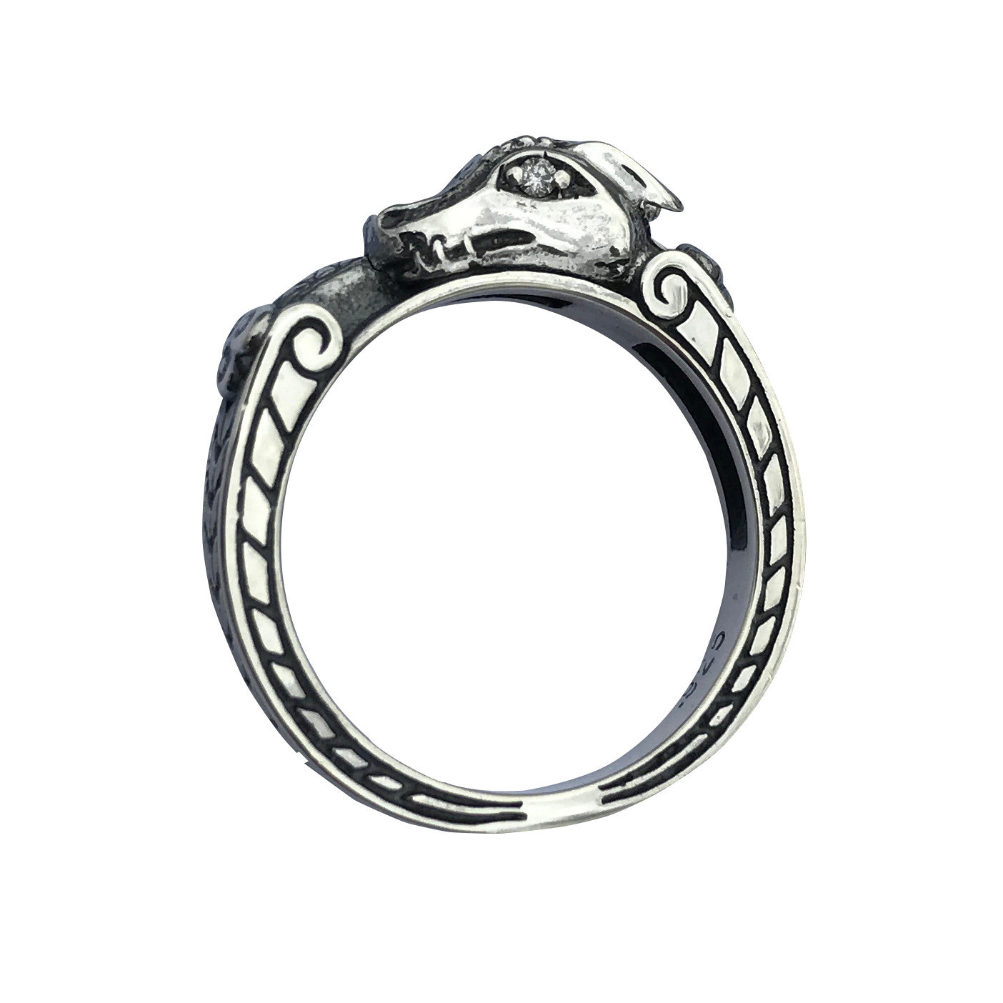 Dragon Ring Diamond Engagement Gothic Ringband in Sterling Silver