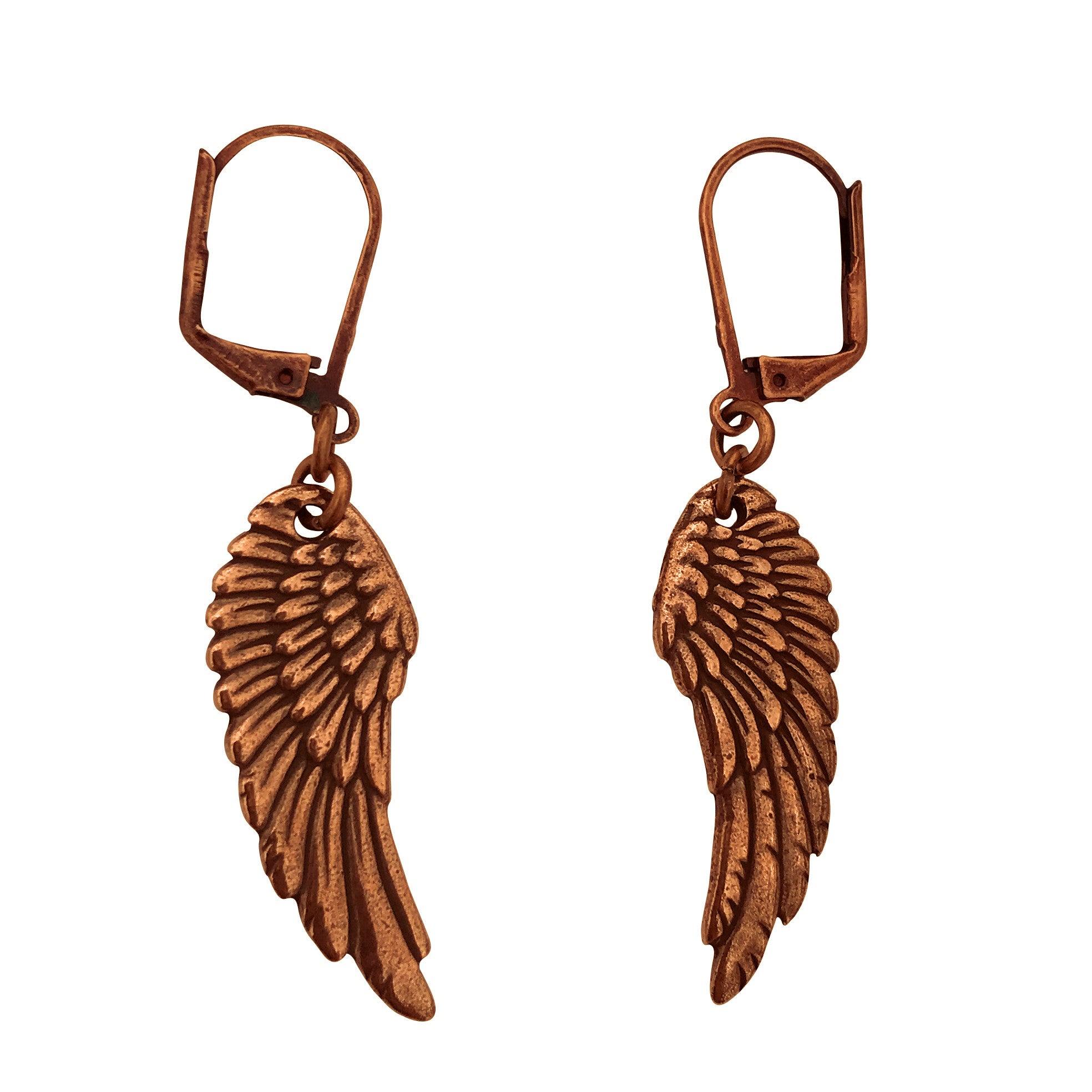 Dragonweave Wing Charm Necklace and Earring Set, Antique Copper Brown Leather Choker and Leverback Earrings