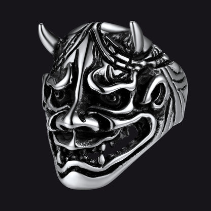 Gothic Hannya Mask Demon Ring for