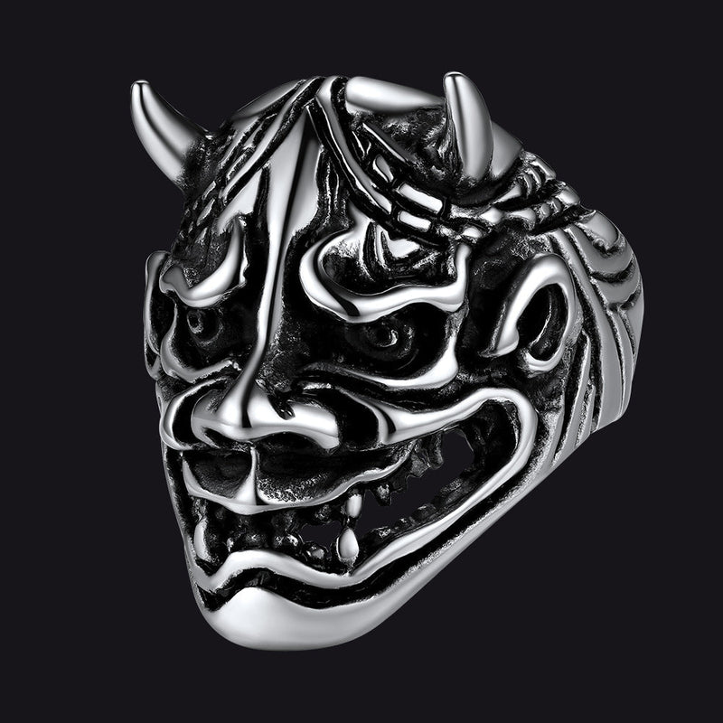 Gothic Hannya Mask Demon Ring for