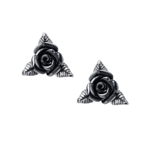Ring O'roses Black Rose Ear Studs by Alchemy Gothic