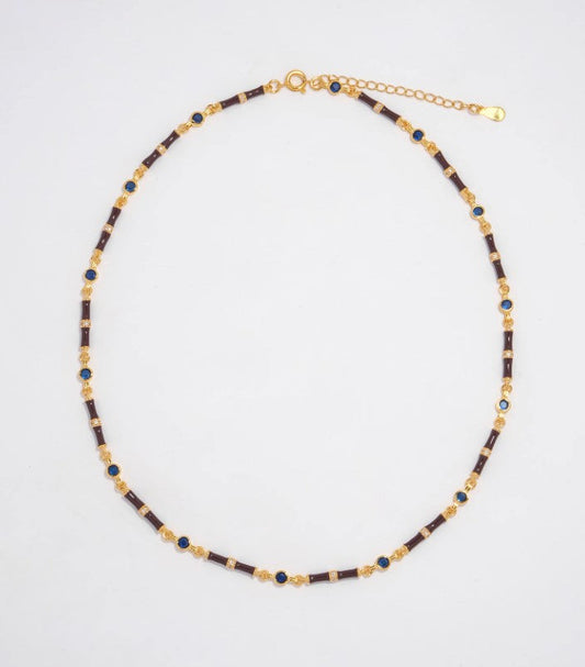 Bamboo Sapphire & Emerald Necklace