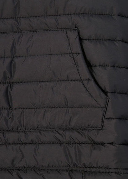 Black Drawstring Hooded Pockets Fine Cotton Filled Tops Winter