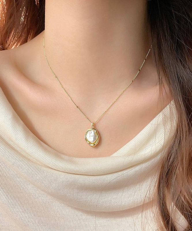 Gold 14k Gold Alloy Pearlendant Necklace Yi037