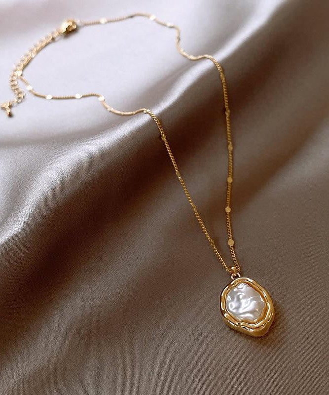 Gold 14k Gold Alloy Pearlendant Necklace Yi037