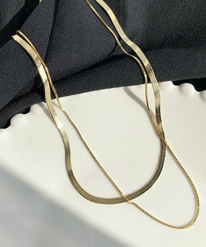 Gold Sterling Silver Overgild Bilayer Necklace Po009