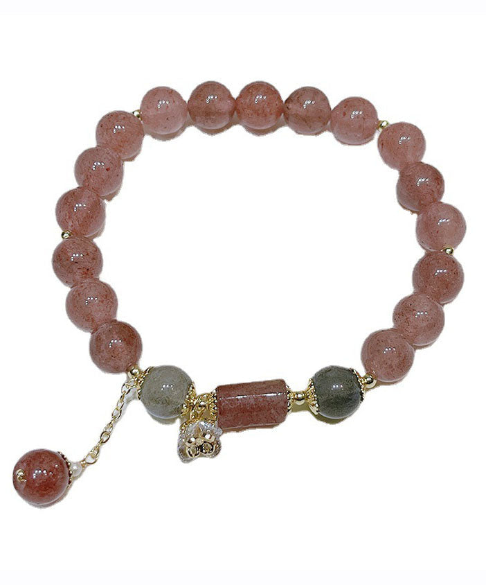 Pink Crystal Beading Charm Bracelet