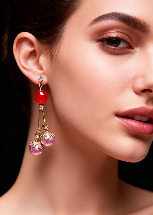 Purple Pearl Zircon Drop Earrings
