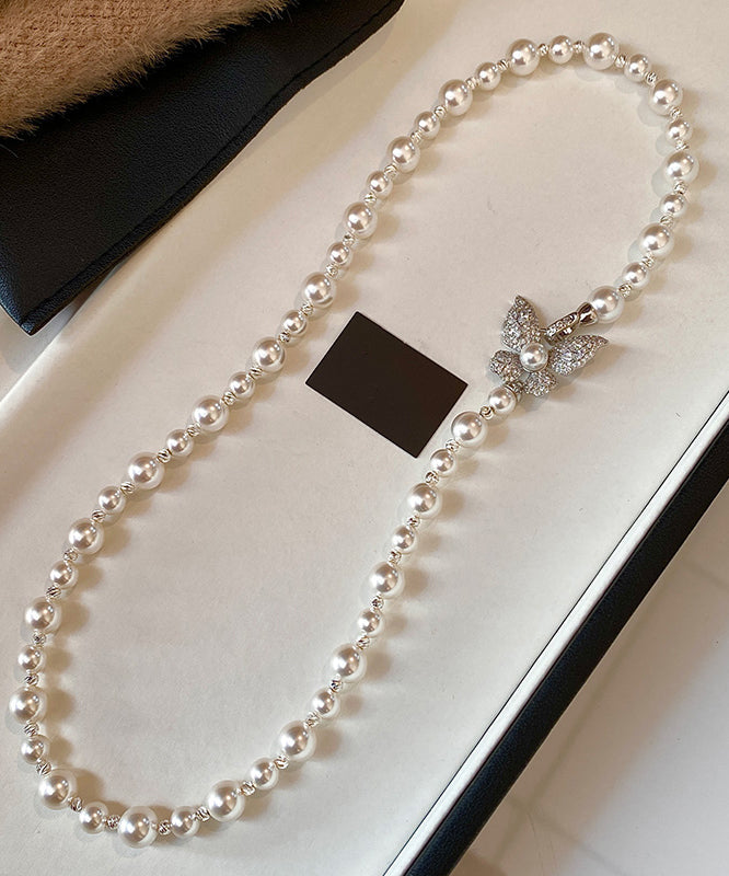Versatile Zircon Butterfly Pearl Necklace