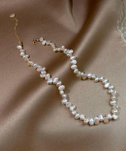 White Alloy Pearl Tassel Gratuated Bead Necklace Gh1058