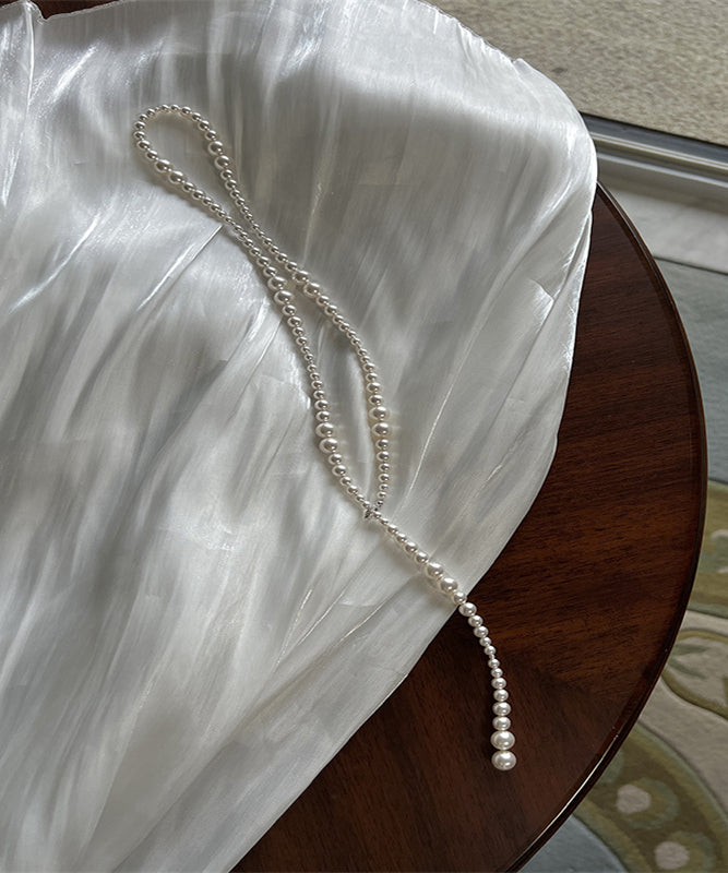 White Pearl Beading Gratuated Bead Necklace Wq021