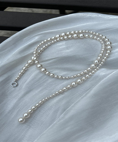 White Pearl Beading Gratuated Bead Necklace Wq021