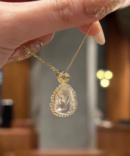 White Sterling Silver Overgild Zircon a Mythical Wild Animal Pendant Necklace Qi053